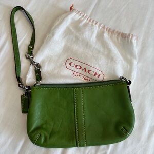 Coach Vibrant Green Leather Wristlet